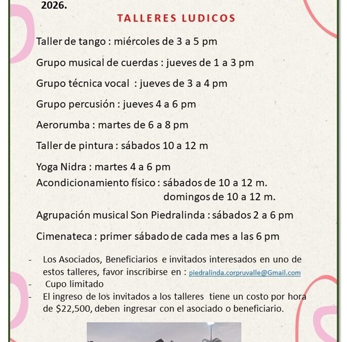 Talleres lúdicos primer semestre 2026
